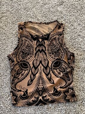 Joocy Babi sheer mesh nude and black cropped halter top size S